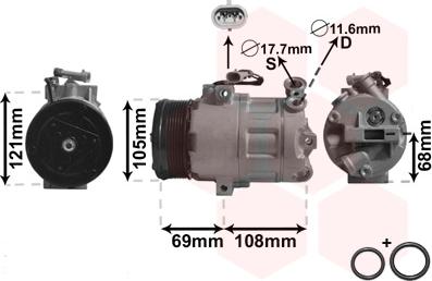 Van Wezel 3700K358 - Компрессор кондиционера unicars.by