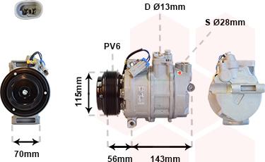 Van Wezel 3700K357 - Компрессор кондиционера unicars.by