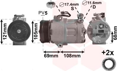 Van Wezel 3700K316 - Компрессор кондиционера unicars.by