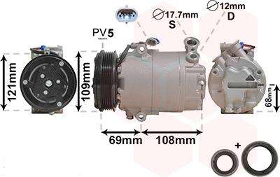 Van Wezel 3700K317 - Компрессор кондиционера unicars.by