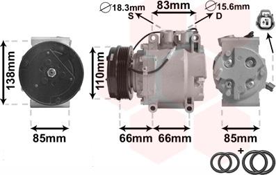 Van Wezel 2500K260 - Компрессор кондиционера unicars.by