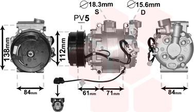 Van Wezel 2500K275 - Компрессор кондиционера unicars.by