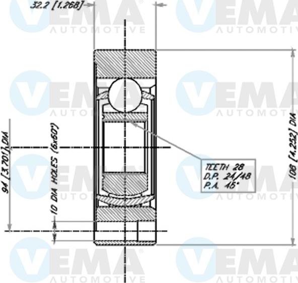 VEMA 18384 - Шарнирный комплект, ШРУС, приводной вал unicars.by