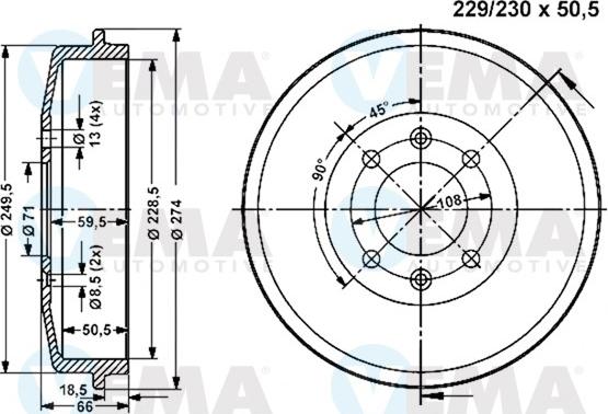 VEMA 801095 - Тормозной барабан unicars.by