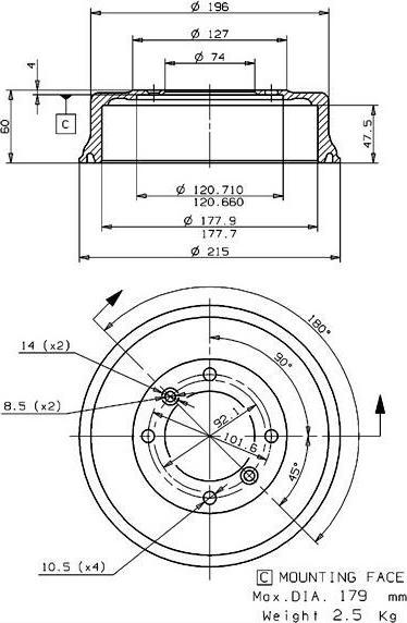 Villar 627.0015 - Тормозной барабан unicars.by