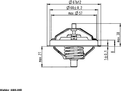 WAHLER 4488.80D0 - Термостат охлаждающей жидкости / корпус unicars.by