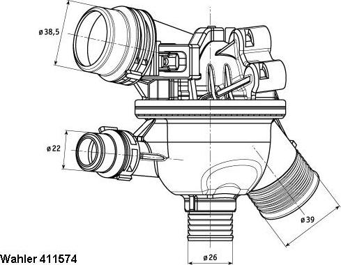 WAHLER 411574.102D - Термостат охлаждающей жидкости / корпус unicars.by