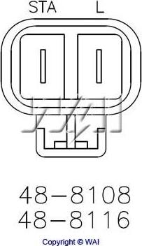 WAI 48-8116 - Регулятор напряжения, генератор unicars.by