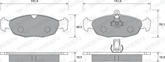 Ween 151-1956 - Тормозные колодки, дисковые, комплект unicars.by