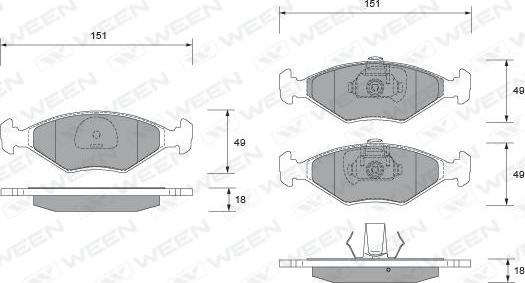 Ween 151-1927 - Тормозные колодки, дисковые, комплект unicars.by