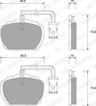 Ween 151-1553 - Тормозные колодки, дисковые, комплект unicars.by