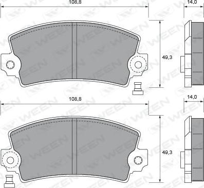 Ween 151-1505 - Тормозные колодки, дисковые, комплект unicars.by