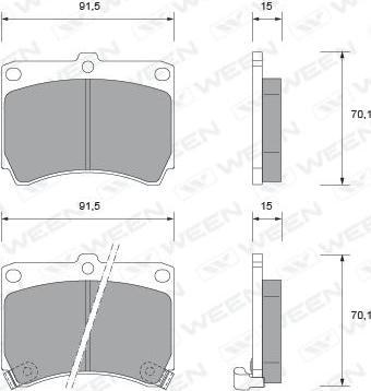 Ween 151-1580 - Тормозные колодки, дисковые, комплект unicars.by