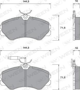 Ween 151-1009 - Тормозные колодки, дисковые, комплект unicars.by