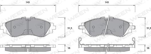 Ween 151-1194 - Тормозные колодки, дисковые, комплект unicars.by