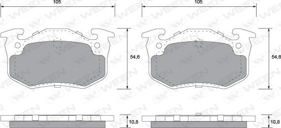 Ween 151-1155 - Тормозные колодки, дисковые, комплект unicars.by