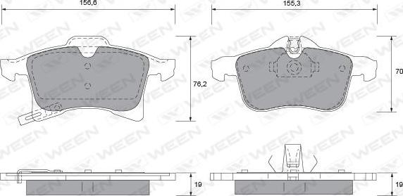 Ween 151-1111 - Тормозные колодки, дисковые, комплект unicars.by