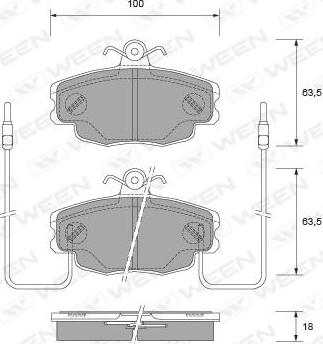 Ween 151-1860 - Тормозные колодки, дисковые, комплект unicars.by