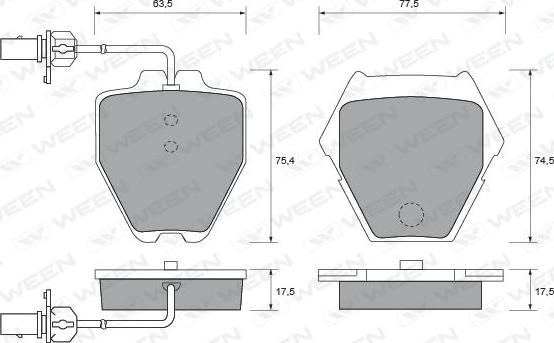 Ween 151-1822 - Тормозные колодки, дисковые, комплект unicars.by