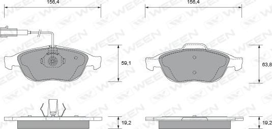 Ween 151-1870 - Тормозные колодки, дисковые, комплект unicars.by