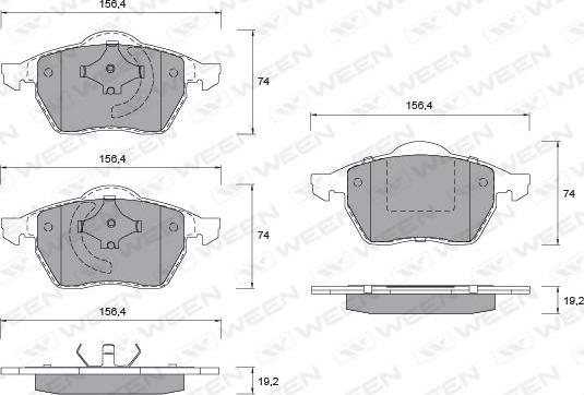 Ween 151-1342 - Тормозные колодки, дисковые, комплект unicars.by