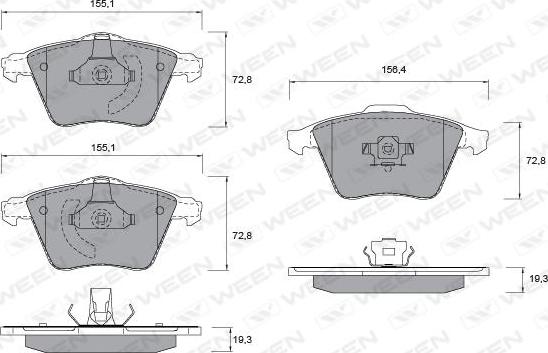 Ween 151-1347 - Тормозные колодки, дисковые, комплект unicars.by