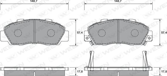 Ween 151-1362 - Тормозные колодки, дисковые, комплект unicars.by