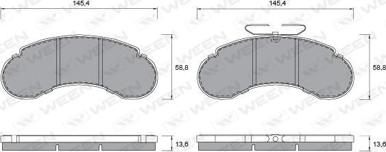 Ween 151-1302 - Тормозные колодки, дисковые, комплект unicars.by