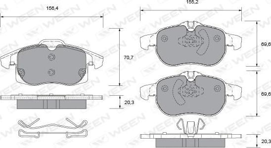 Ween 151-1316 - Тормозные колодки, дисковые, комплект unicars.by