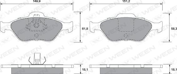 Ween 151-1284 - Тормозные колодки, дисковые, комплект unicars.by