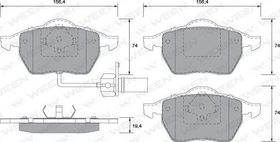 Ween 151-1286 - Тормозные колодки, дисковые, комплект unicars.by