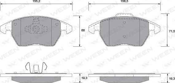 Ween 151-1280 - Тормозные колодки, дисковые, комплект unicars.by