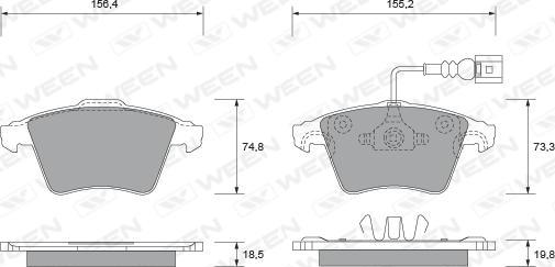 Ween 151-1740 - Тормозные колодки, дисковые, комплект unicars.by