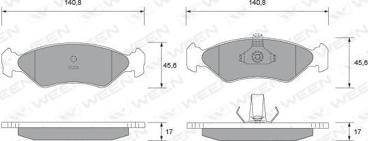 Ween 151-1724 - Тормозные колодки, дисковые, комплект unicars.by