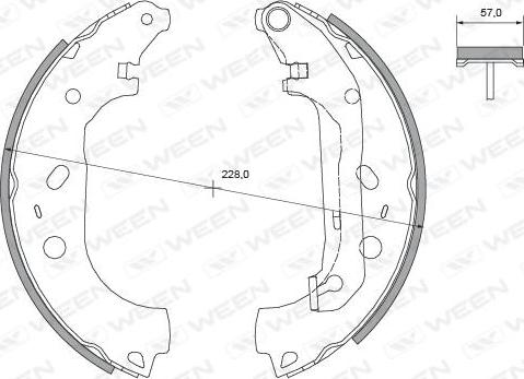 Ween 152-2128 - Комплект тормозных колодок, барабанные unicars.by