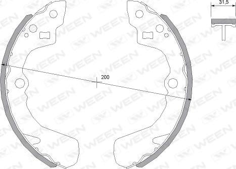 Ween 152-2123 - Комплект тормозных колодок, барабанные unicars.by