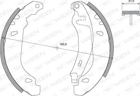 Ween 152-2291 - Комплект тормозных колодок, барабанные unicars.by