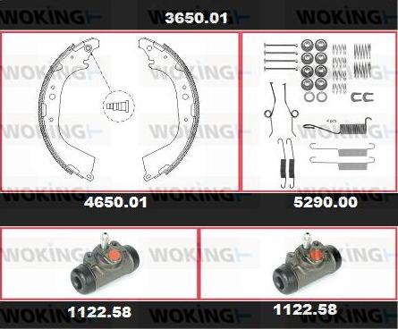 Woking 3650.01 - Комплект тормозных колодок, барабанные unicars.by