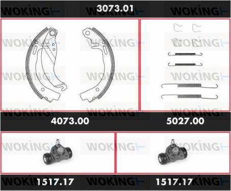 Woking 3073.01 - Комплект тормозных колодок, барабанные unicars.by