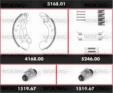 Woking 3168.01 - Комплект тормозных колодок, барабанные unicars.by