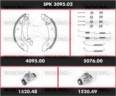 Woking SPK 3095.02 - Комплект тормозных колодок, барабанные unicars.by