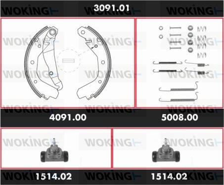 Woking SPK 3091.01 - Комплект тормозных колодок, барабанные unicars.by