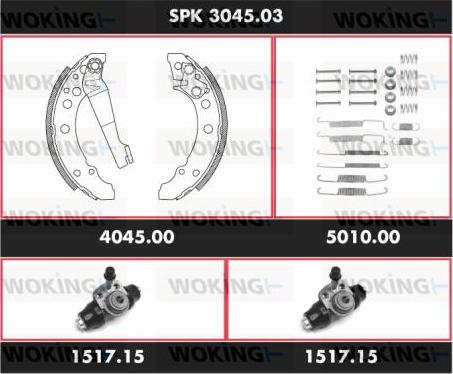 Woking SPK 3045.03 - Комплект тормозных колодок, барабанные unicars.by