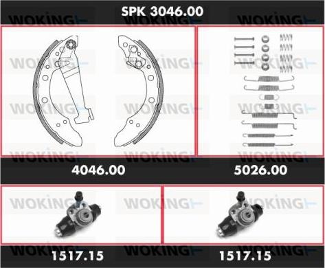 Woking SPK 3046.00 - Комплект тормозных колодок, барабанные unicars.by