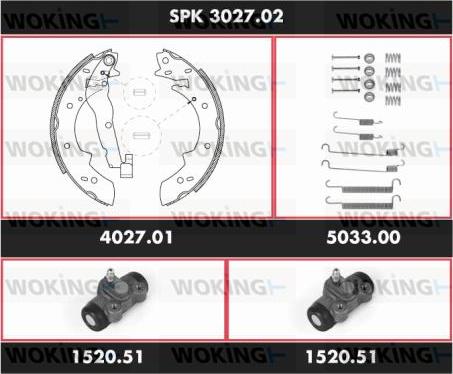 Woking SPK 3027.02 - Комплект тормозных колодок, барабанные unicars.by