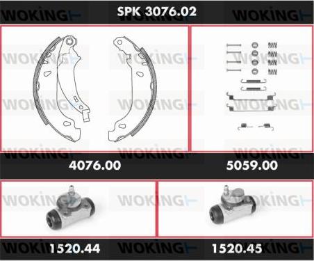 Woking SPK 3076.02 - Комплект тормозных колодок, барабанные unicars.by