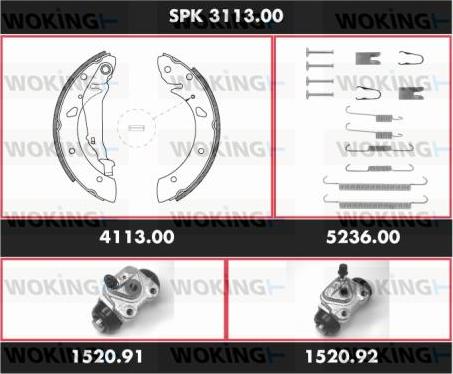 Woking SPK 3113.00 - Комплект тормозных колодок, барабанные unicars.by