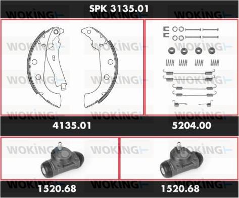 Woking SPK 3135.01 - Комплект тормозных колодок, барабанные unicars.by