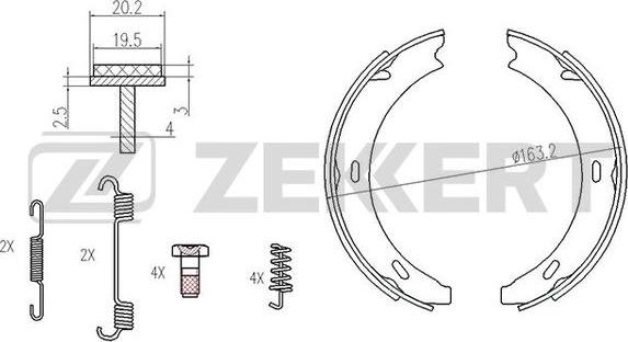 Zekkert BK-4440 - Комплект тормозных колодок, барабанные unicars.by