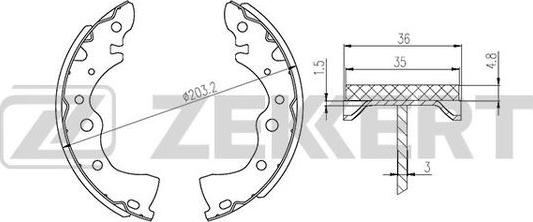 Zekkert BK-4458 - Комплект тормозных колодок, барабанные unicars.by